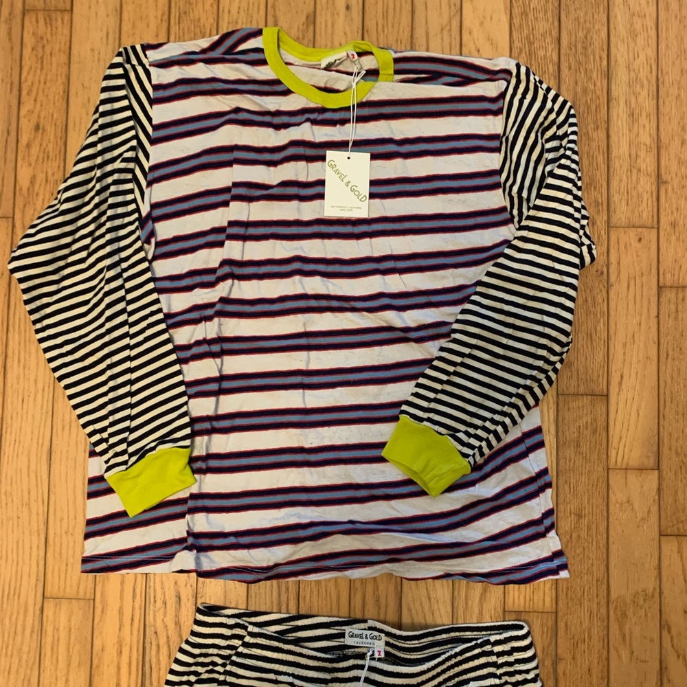 Gravel and Gold Striped Lounge Set